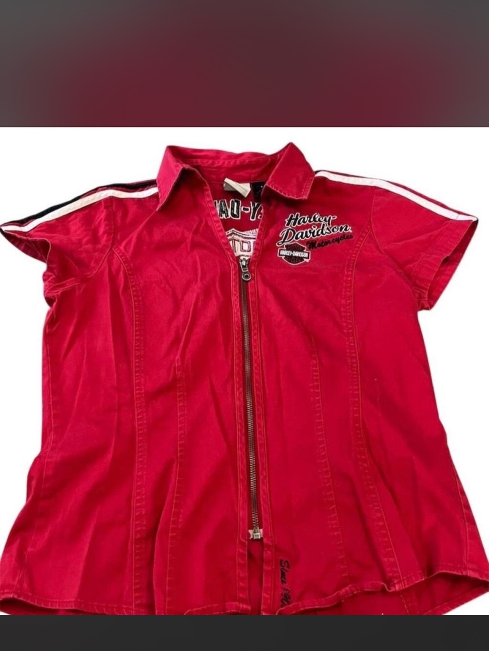 Harley-Davidson Women’s Red Short-Sleeve Zip Front Jacket